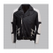 Men Black and White Leather Jacket