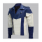Men Blue and White Biker Leather Jacket