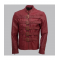 Men Maroon Belted Fashion Leather Jacket