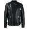 Men Padded Sleeves Black Biker Leather Jacket