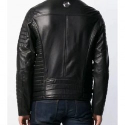 Men Padded Sleeves Black Biker Leather Jacket Men Padded Sleeves Black Biker Leather Jacket