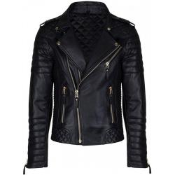 Men Quilted Slim Fit Motorcycle Biker Jacket