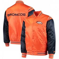 Men Starter Broncos Satin Varsity Jacket Men Starter Broncos Satin Varsity Jacket