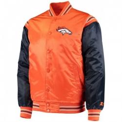 Men Starter Broncos Satin Varsity Jacket Men Starter Broncos Satin Varsity Jacket