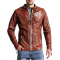 Men Vintage Style Biker Distressed Brown Jacket