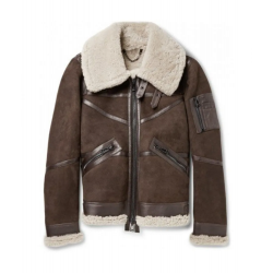Men's Aviator Bridlington Brown Faux Shearling Biker Jacket