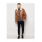 Mens Aviator Brown Leather Faux Shearling Jacket