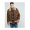 Mens Aviator Brown Leather Jacket With Faux Shearling
