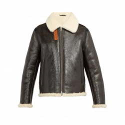 Mens Aviator Faux Shearling Black Leather Jacket Mens Aviator Faux Shearling Black Leather Jacket