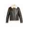 Mens Aviator Faux Shearling Black Leather Jacket