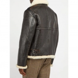 Mens Aviator Faux Shearling Black Leather Jacket Mens Aviator Faux Shearling Black Leather Jacket
