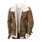 Mens Aviator Sheepskin Leather Faux Shearling Brown Jacket