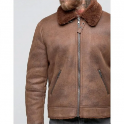 Mens B3 Faux Shearling Brown Leather Jacket Mens B3 Faux Shearling Brown Leather Jacket
