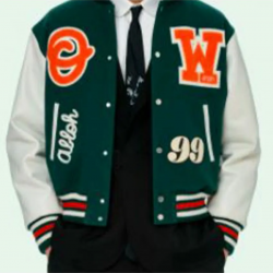 Mens Barrel Off White Varsity Jacket Green Mens Barrel Off White Varsity Jacket Green