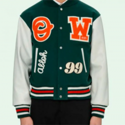 Mens Barrel Off White Varsity Jacket Green Mens Barrel Off White Varsity Jacket Green