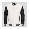 Men's Black Leather and White Wool Varsity Jacket