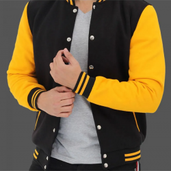Men's Black and Yellow Baseball Varsity Jacket Men's Black and Yellow Baseball Varsity Jacket
