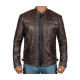 Mens Brown Genuine Lambskin Motorcycle Leather Jacket