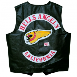 Mens California Hells Angels Black Leather Vest Mens California Hells Angels Black Leather Vest