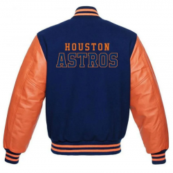 Mens Houston Astros Blue and Orange Varsity Jacket