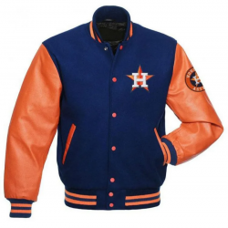 Mens Houston Astros Blue and Orange Varsity Jacket