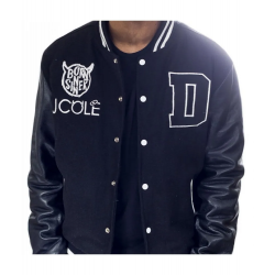 Mens J Cole Dreamville Tour Bomber Varsity Black Jacket