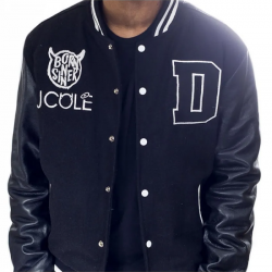 Mens J Cole Dreamville Tour Bomber Varsity Black Jacket Mens J Cole Dreamville Tour Bomber Varsity Black Jacket
