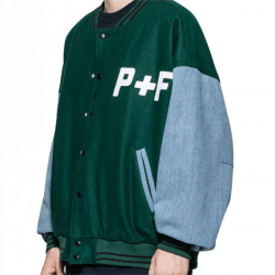 Mens Places Plus Faces Varsity Blue and Green Jacket