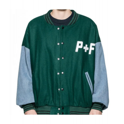 Mens Places Plus Faces Varsity Blue and Green Jacket