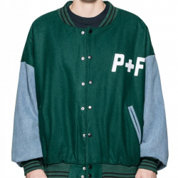 Mens Places Plus Faces Varsity Blue and Green Jacket
