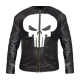 Mens Punisher Exclusive Skull Halloween Black Leather Motorcycle Jacket