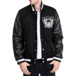 Mens Raiders Black Letterman Jacket Mens Raiders Black Letterman Jacket