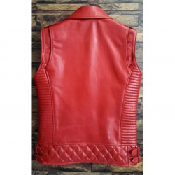 Mens Red Leather Biker Vest Mens Red Leather Biker Vest