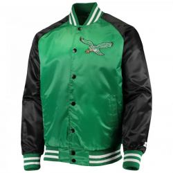 Mens Starter Green Black Philadelphia Eagles Lead Off Satin Varsity Jacket Mens Starter Green Black Philadelphia Eagles Lead Off Satin Varsity Jacket
