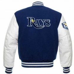 Mens Tampa Bay Rays Letterman Blue and White Jacket