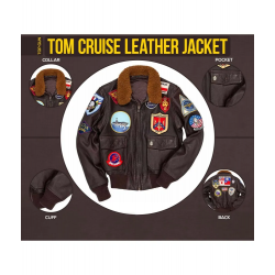 Mens Tom Cruise Top Gun Brown Leather Jacket