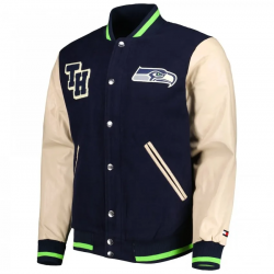 Mens Tommy Hilfiger College Navy Seattle Seahawks Full Zip Varsity Jacket Mens Tommy Hilfiger College Navy Seattle Seahawks Full Zip Varsity Jacket
