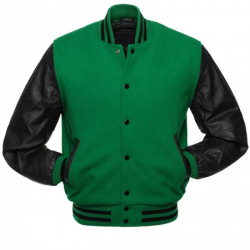 Mens Varsity Black and Green Jacket Mens Varsity Black and Green Jacket