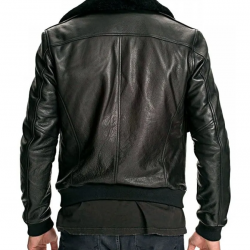 Mens Air Force Leather Bomber Jacket Fur Collar Black Mens Air Force Leather Bomber Jacket Fur Collar Black