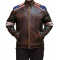Mens American Flag Brown Leather Jacket