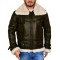 Mens Army Green Bomber Leather Jacket