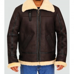 Mens Aviator Bomber Leather Jacket