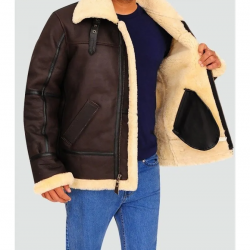 Mens Aviator Bomber Leather Jacket