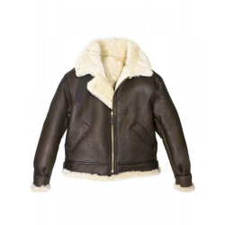 Mens B3 Bomber Aviator WWII Shearling Sheepskin Leather Jacket