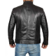 Mens Black Cafe Racer Biker Leather Jacket