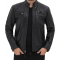 Mens Black Padded Biker Leather Jacket