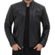 Mens Black Padded Biker Leather Jacket