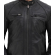 Mens Black Padded Biker Leather Jacket