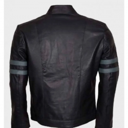 Mens Blue Stripe Black Cafe Racer Jacket Mens Blue Stripe Black Cafe Racer Jacket