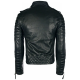 Mens Boda Skins Kay Michaels Leather Biker Jacket Black
